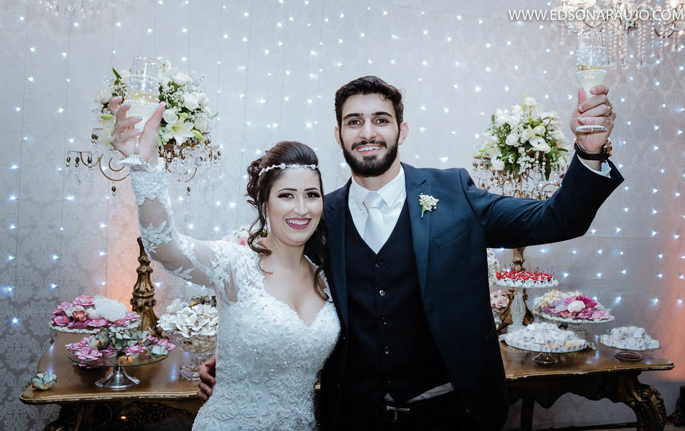 Brinde dos  noivos, Nayane e Andre casaram em Joao pinheiro mg