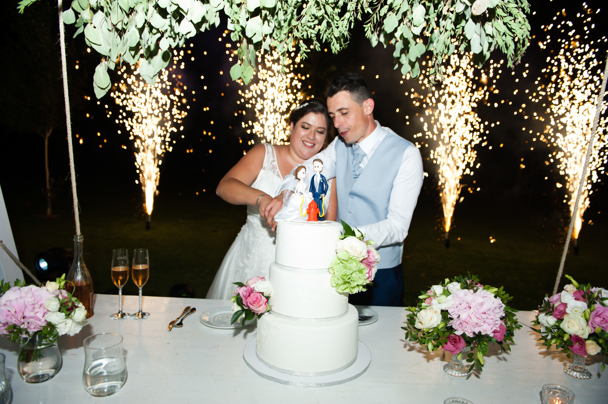 O fogo de artificio no casamento