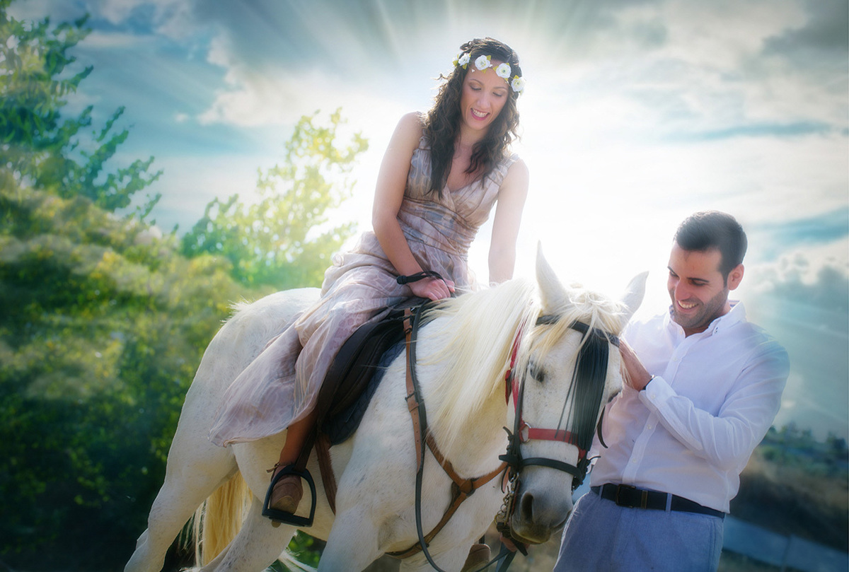 Fotografia da noiva a cavalo
