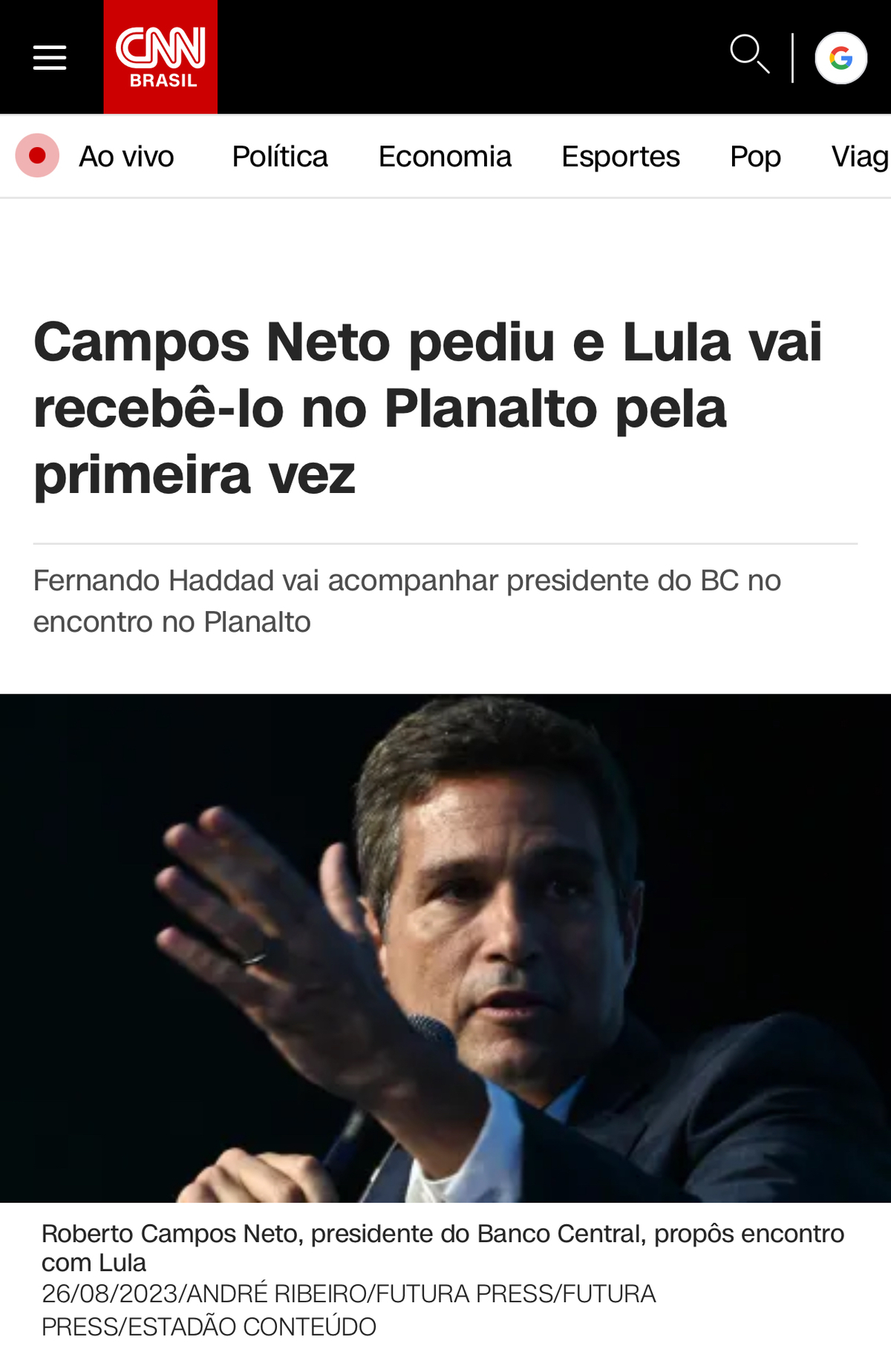 Foto publicada no site da CNN Brasil em 26/08/2023