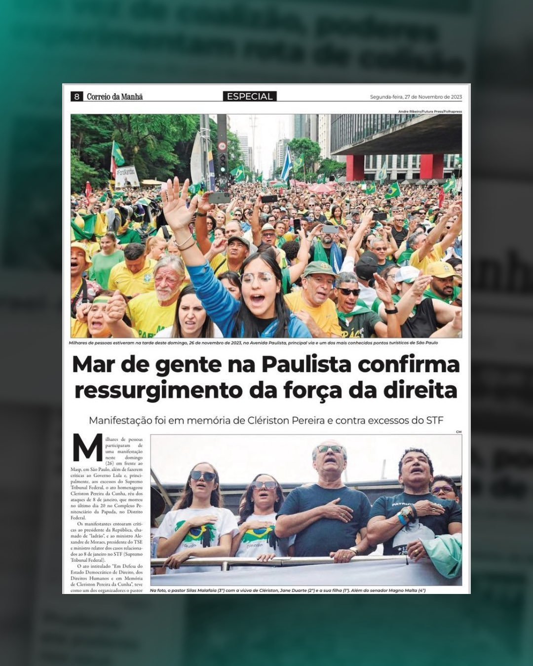 Foto publicada no jornal Correio da mahã em 27/11/2023
