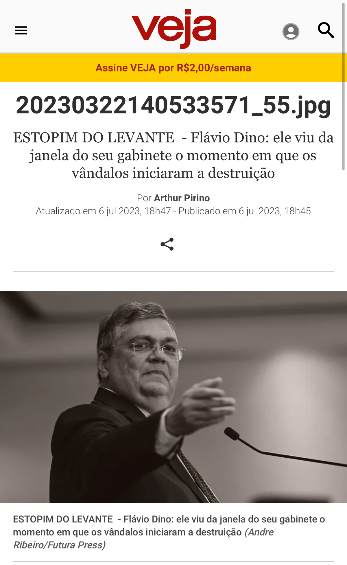 Foto publicada no site da Revista Veja  em 06/06/2023