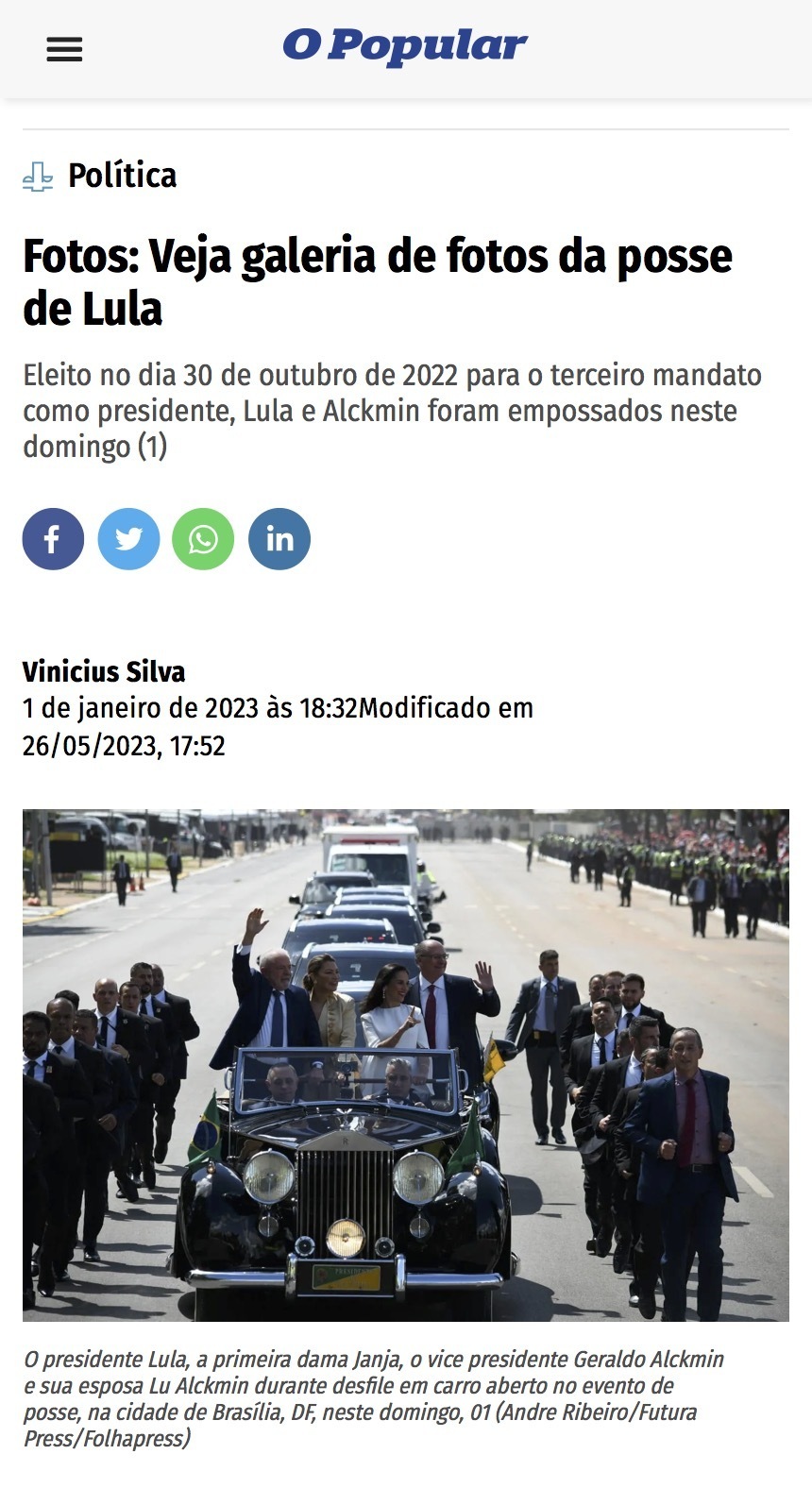 Foto publicada no no jornal O Popular 01/01/2023