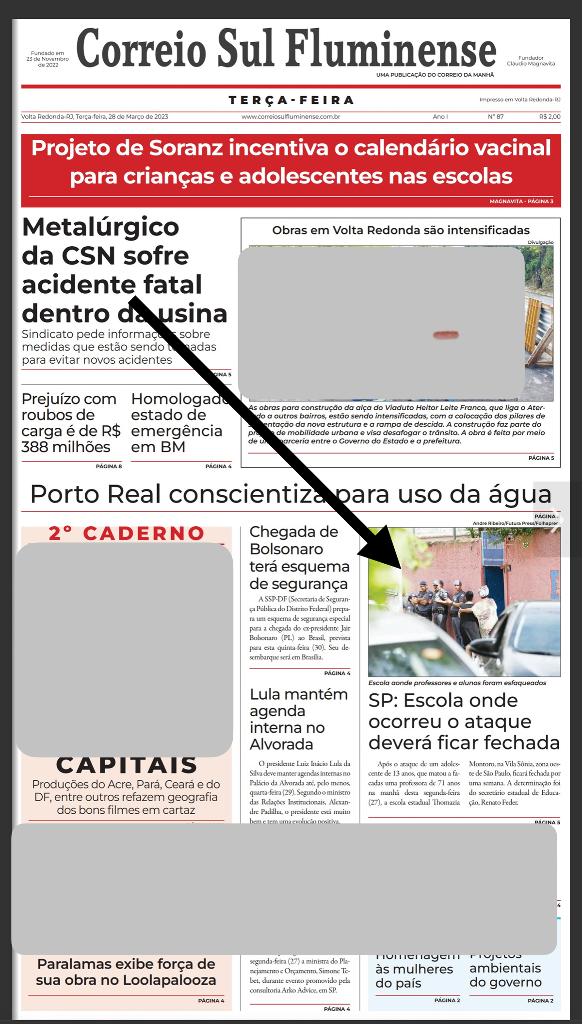 Foto publicada noFoto publicada no jornal Correio Sul Fluminense 28/03/2023