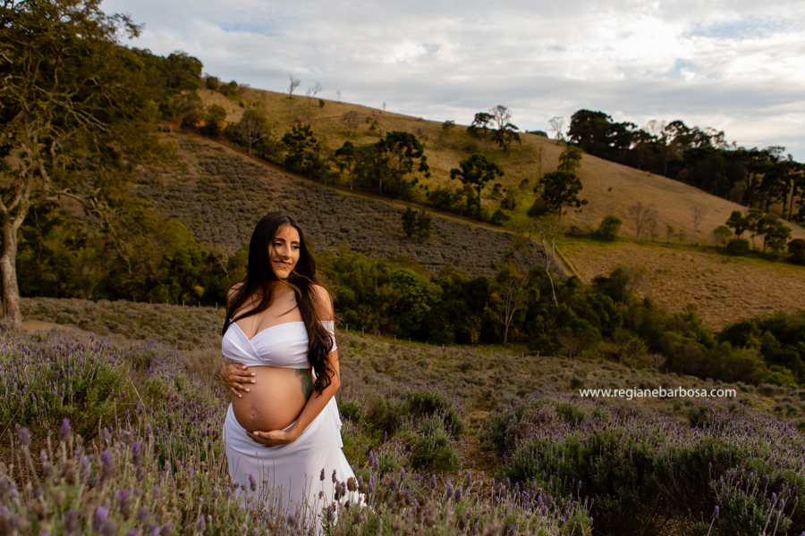 Ensaio gestante contemplario Lavandas