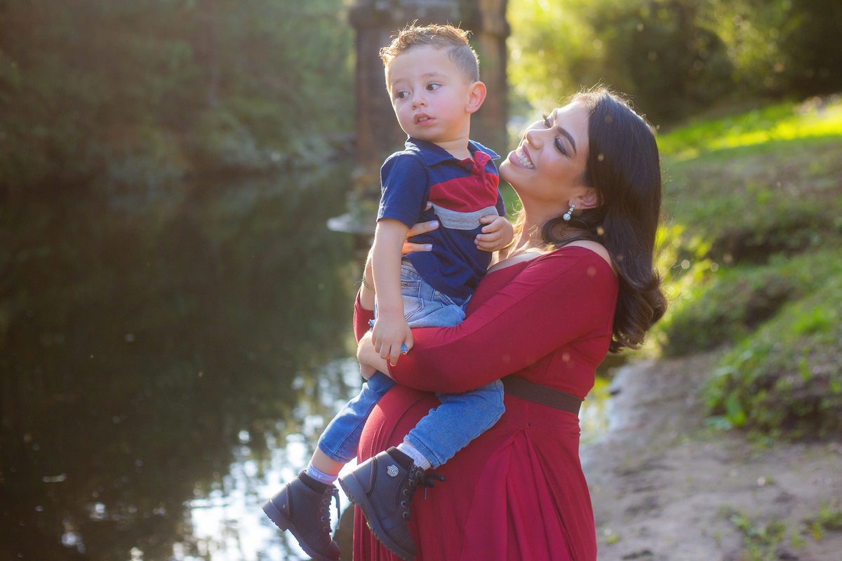 Gestante, família, campo, cidade, praia.