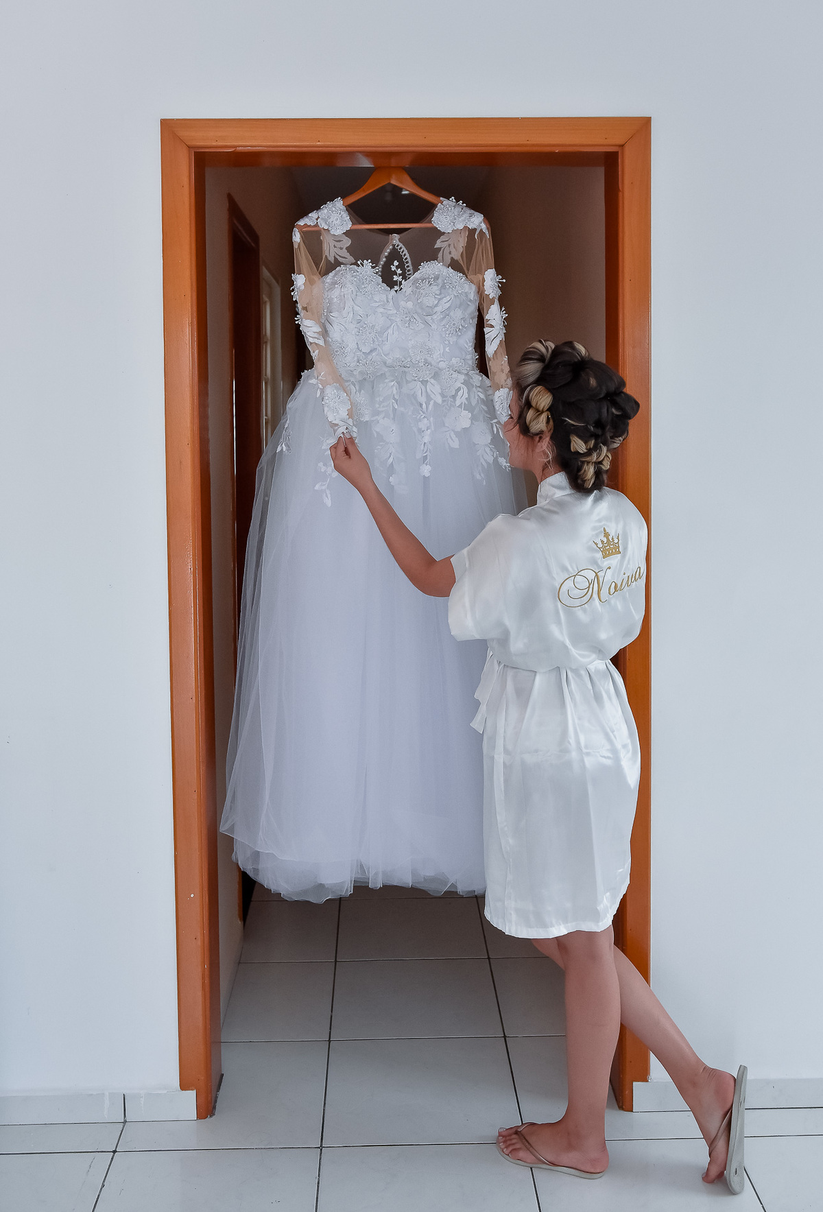 foto do vestido da noiva, casamento de dia em jundiaí