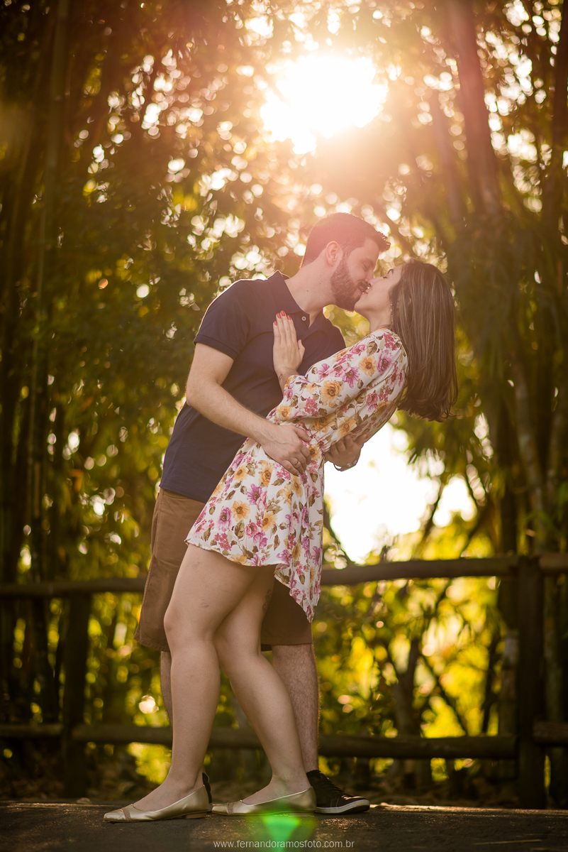BEIJO DO CASAL EM ENSAIO PRE-CASAMENTO NO PARQUE ECOLOGICO DE CAMPINAS - SP