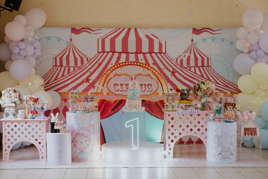 Festa infantil Cecília com tema circo no salão de festas da Komatsu por Anderson Crepaldi Fotografia