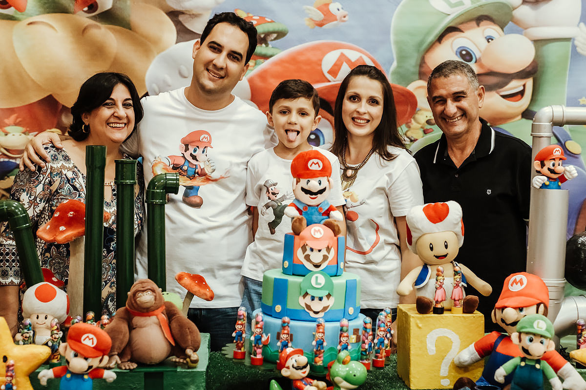 Fotografia de Aniversário Infantil  Buffet Dix Club tema Mario Bros