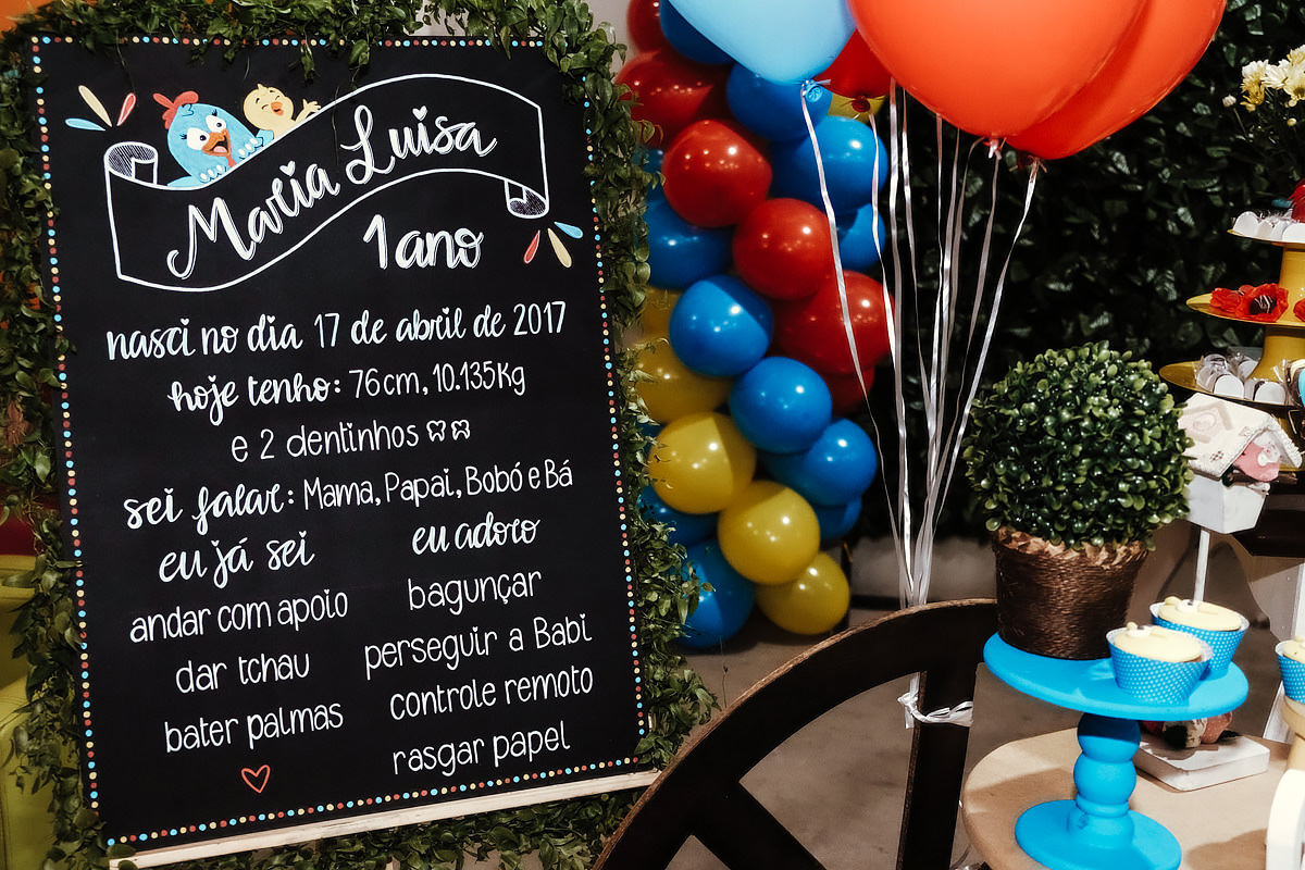Festa Infantil de 01 ano da Maria Luisa tema galinha pintadinha no Espaço Araucárias