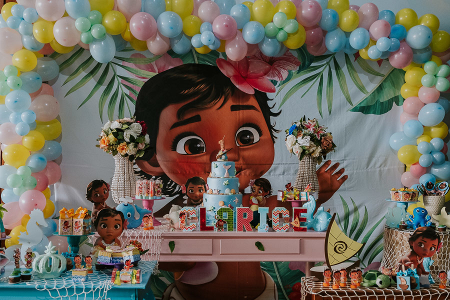Festa infantil com tema Moana da Clarice no Buffet Casa na Floresta por Anderson Crepaldi Fotografia