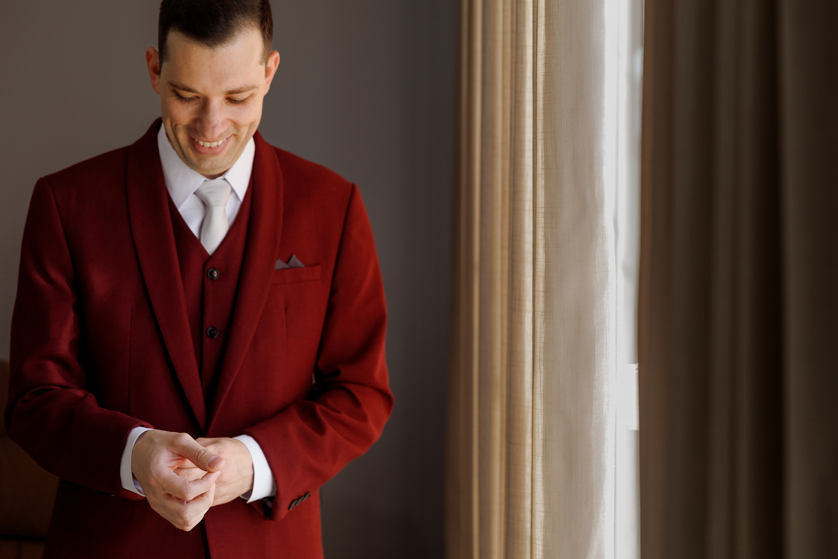Making of noivo, terno noivo, terno vermelho