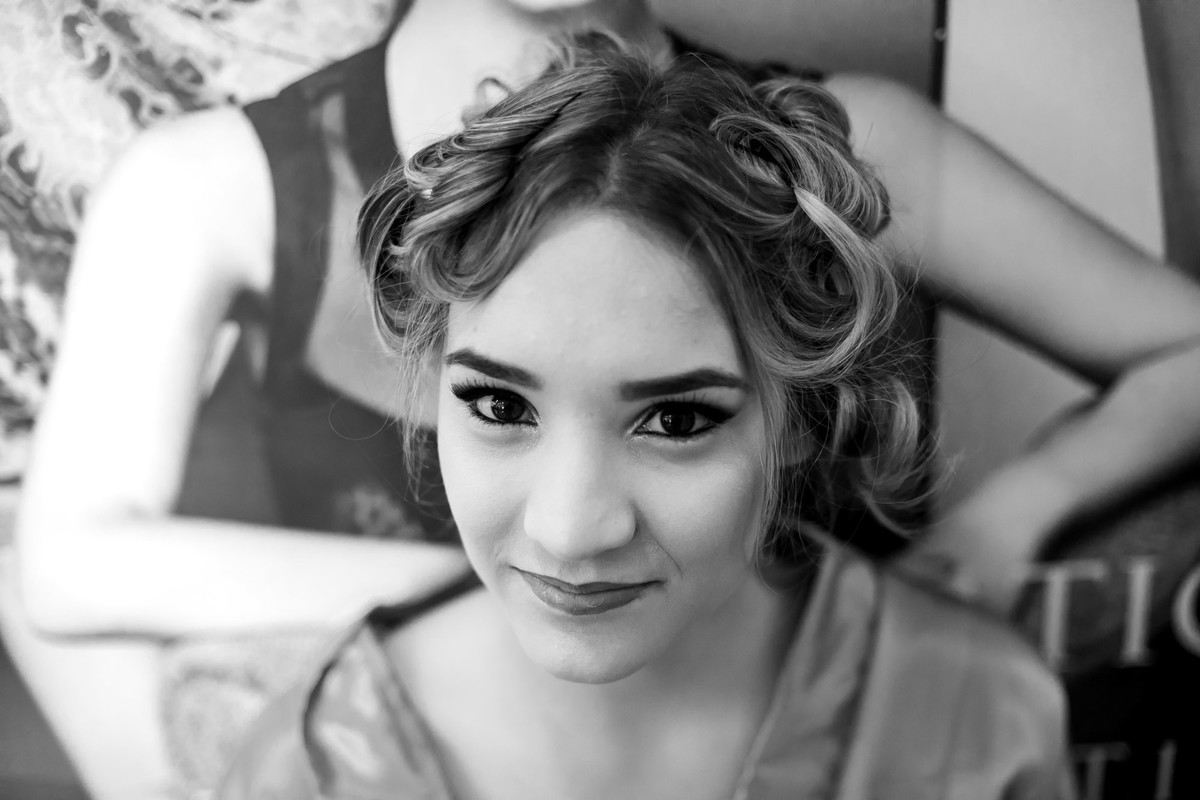 irmã da noiva durante o making of