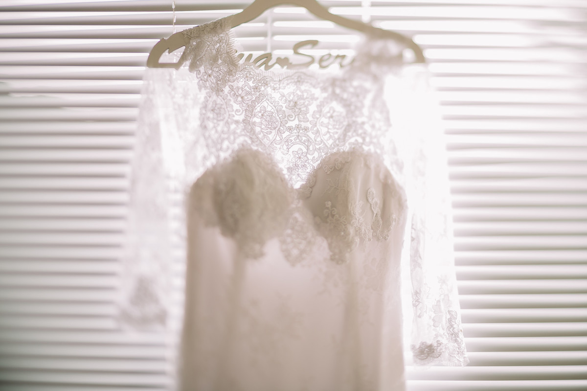 Detalhes do vestido do casamento