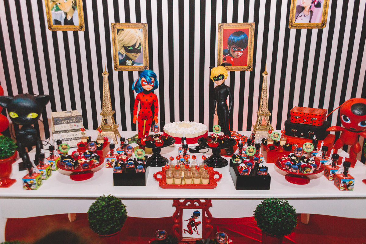 Decoração da mesa dos doces do aniversário da Alice