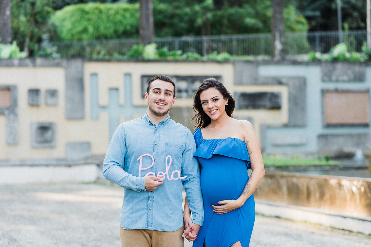 Ensaio gestante parque Burle Marx casal feliz amor