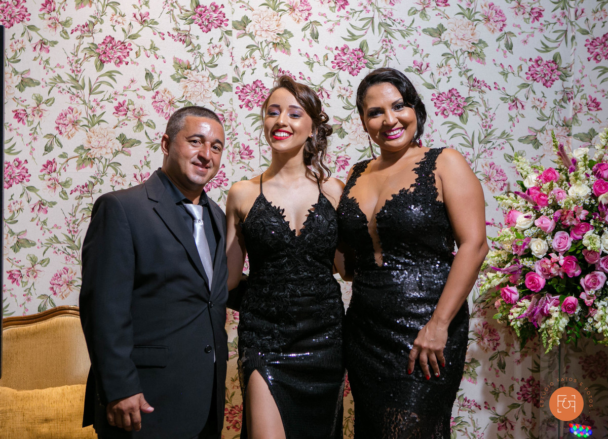 Foto com os pais na recepção