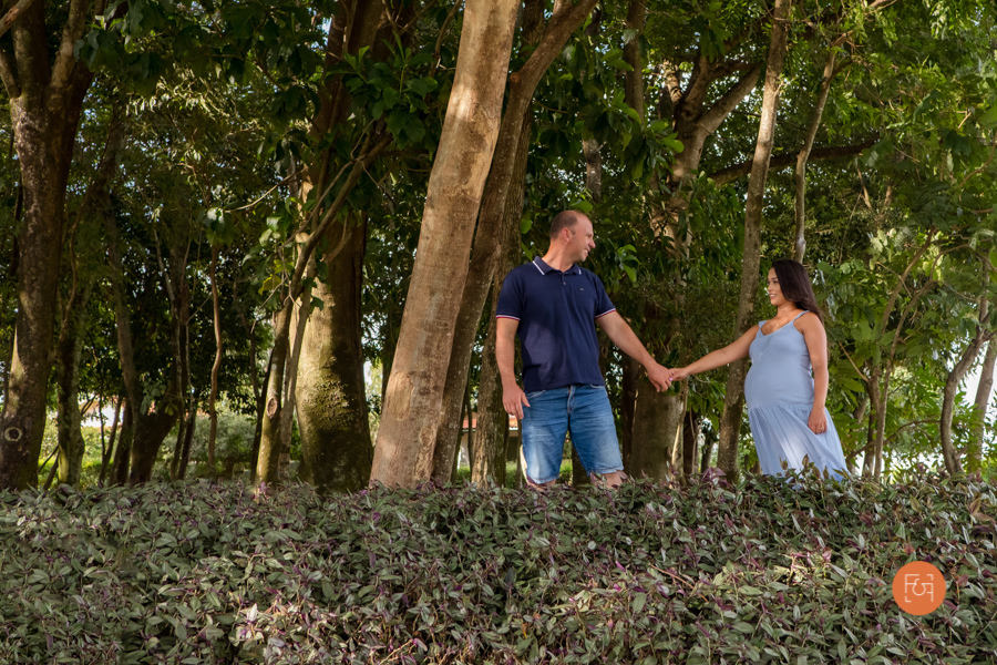 gestante e papai de mãos dadas