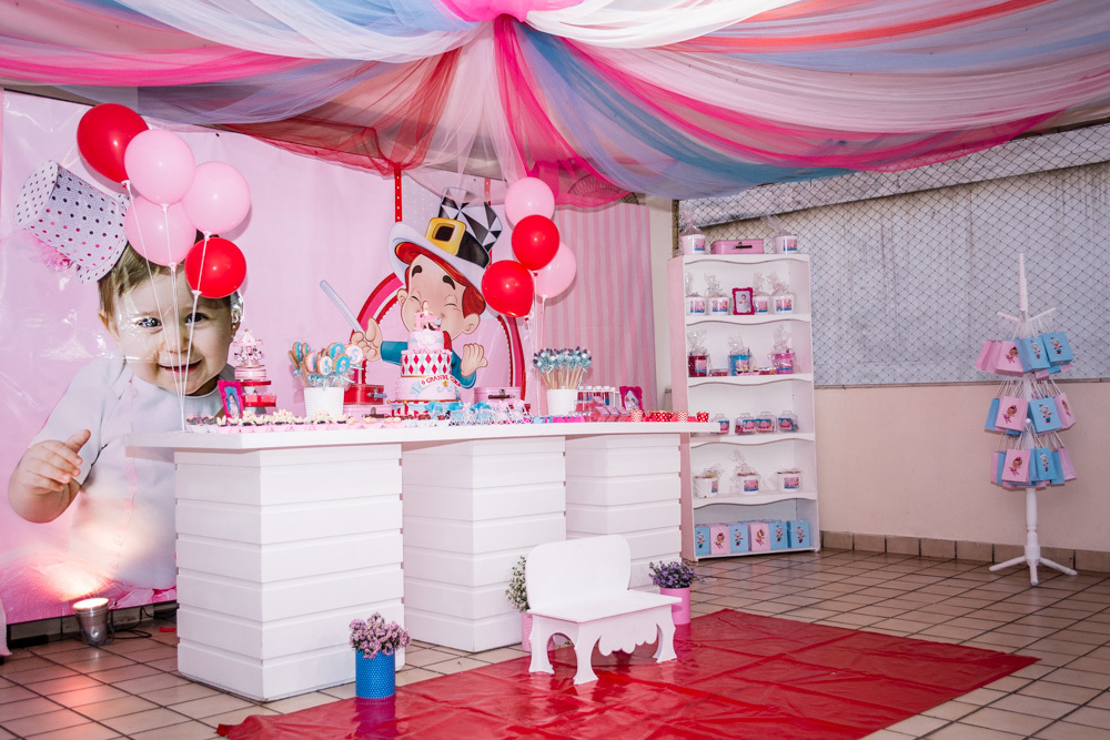 decoração da festa de 1 aninho da Sarah, tema Circo Rosa, fotografia de festa infantil na tijuca, Rio de Janeiro