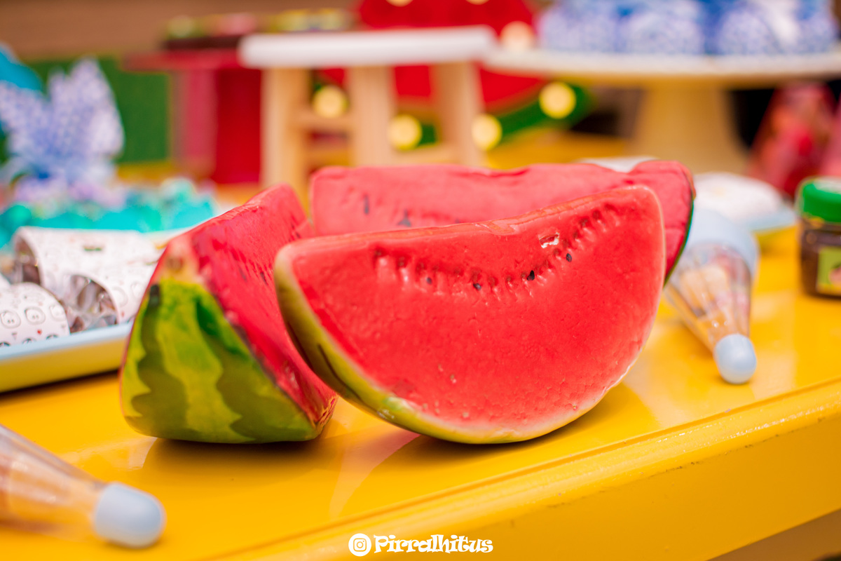 Melancia decorativa da mesa do bolo