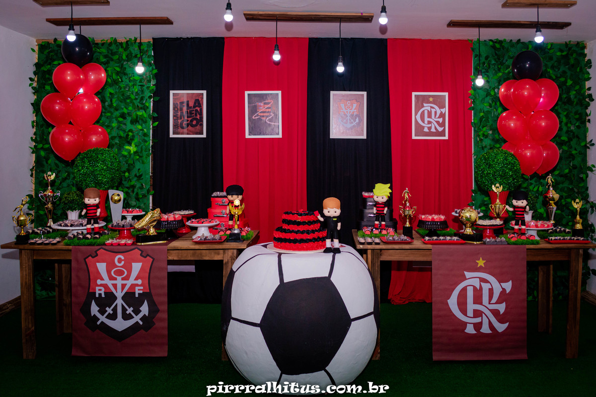 Temas para festa infantil. Decoração festa do Flamengo. Na Vila Festas Valqueire.