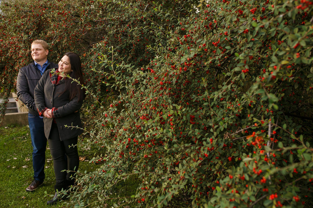 noivos namorando em meio a vegetação
