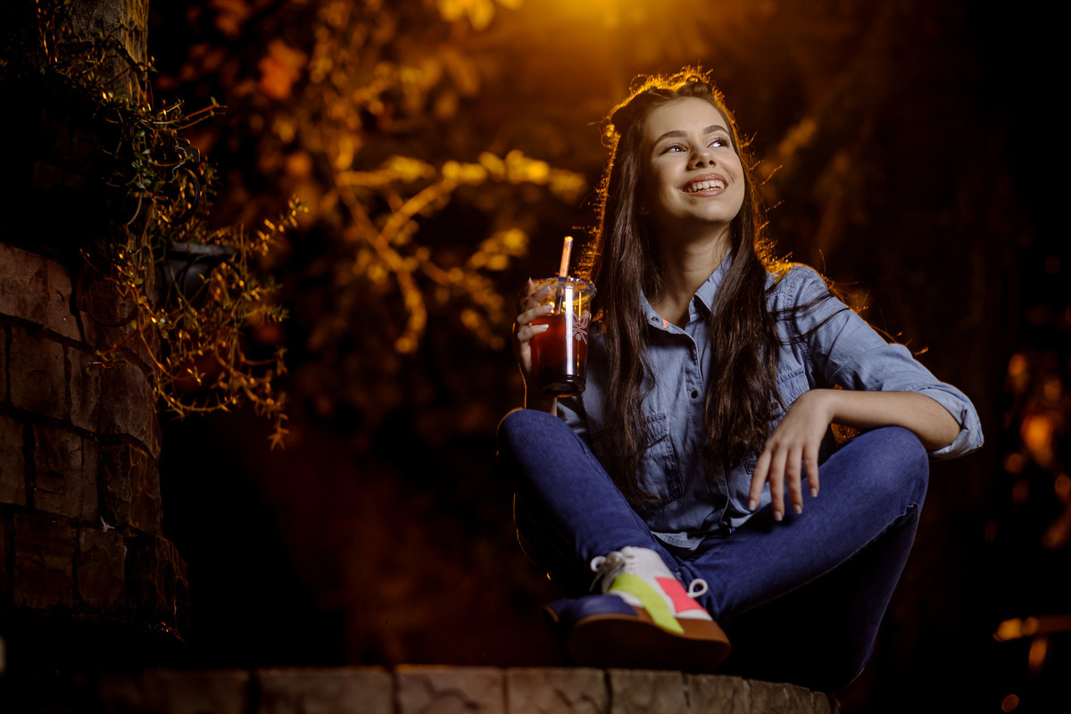 retrato da debutante no contra luz