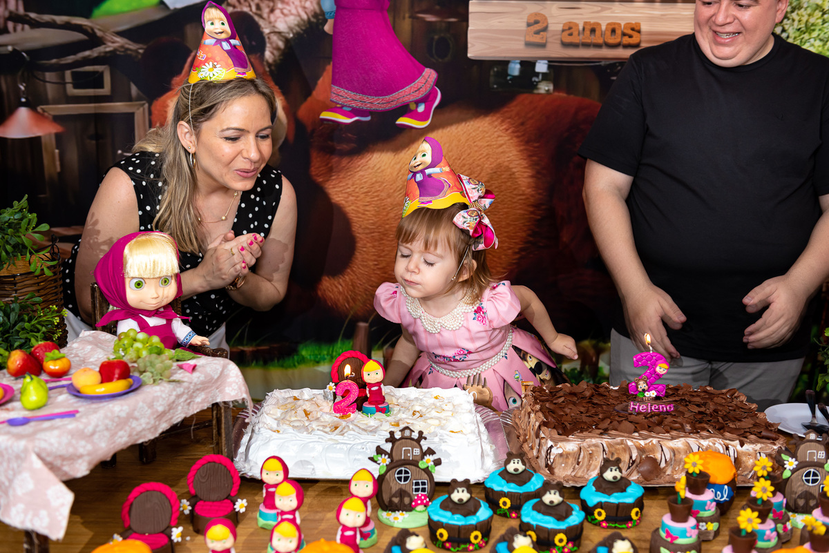 Fotografia de aniversário infantil em buffet de são paulo Masha e o Urso.