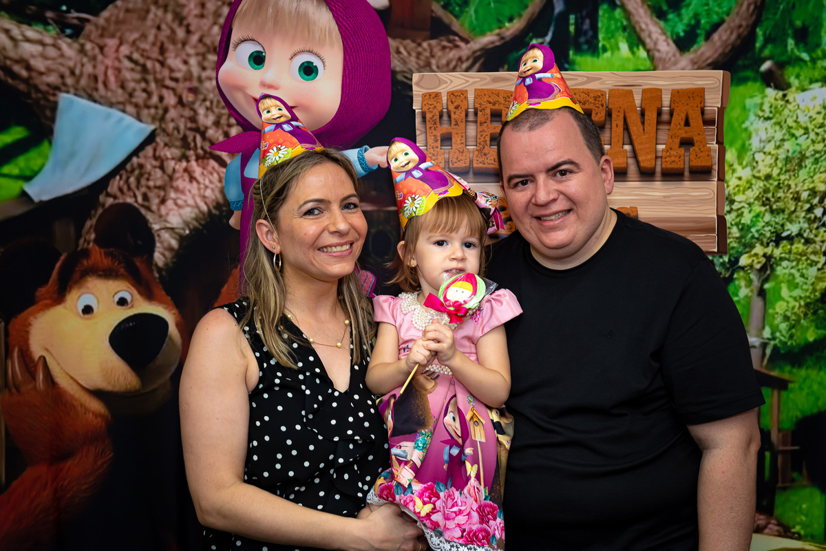 Fotografia de aniversário infantil em buffet de são paulo Masha e o Urso.
