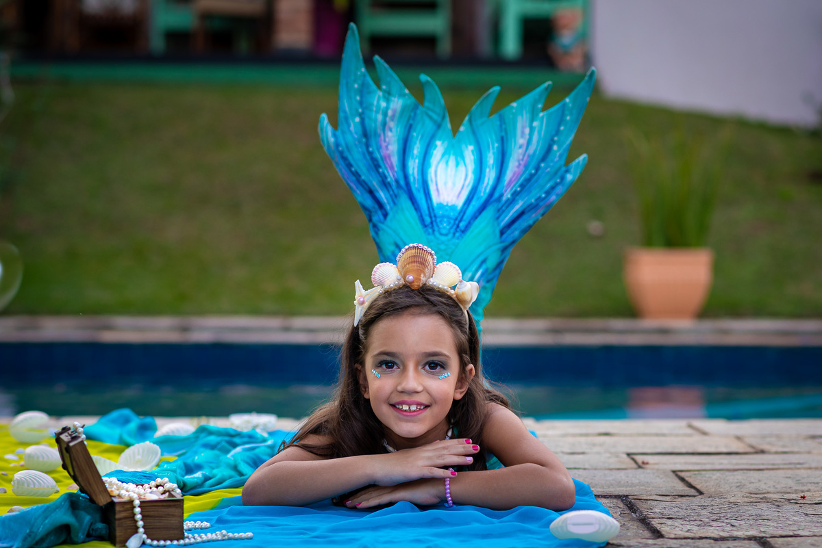 fotografia de ensaio infantil em alphaville sereia para o aniversário infantil