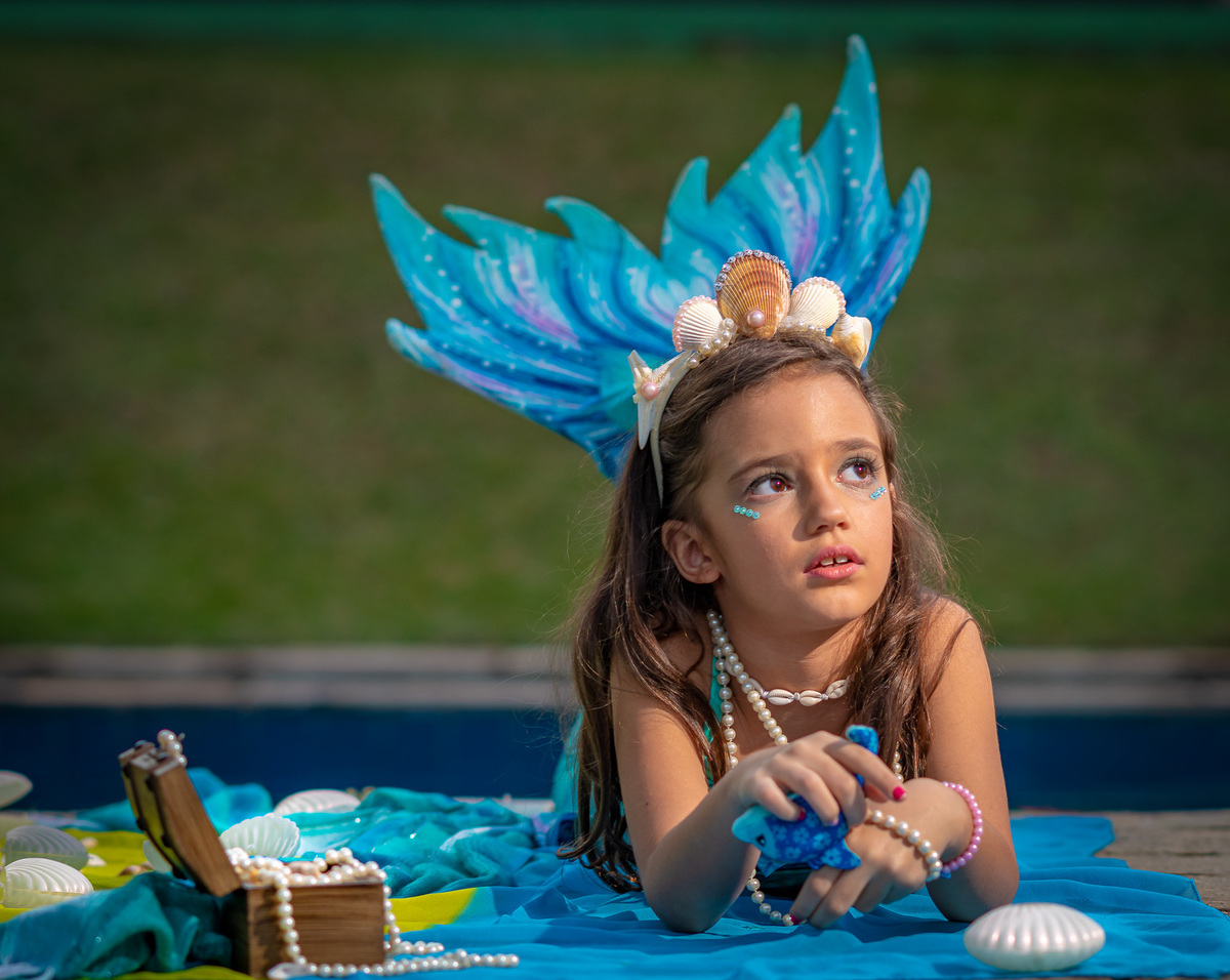 fotografia de ensaio infantil em alphaville sereia para o aniversário infantil