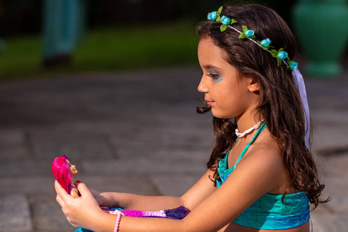 fotografia de ensaio infantil em alphaville sereia para o aniversário infantil