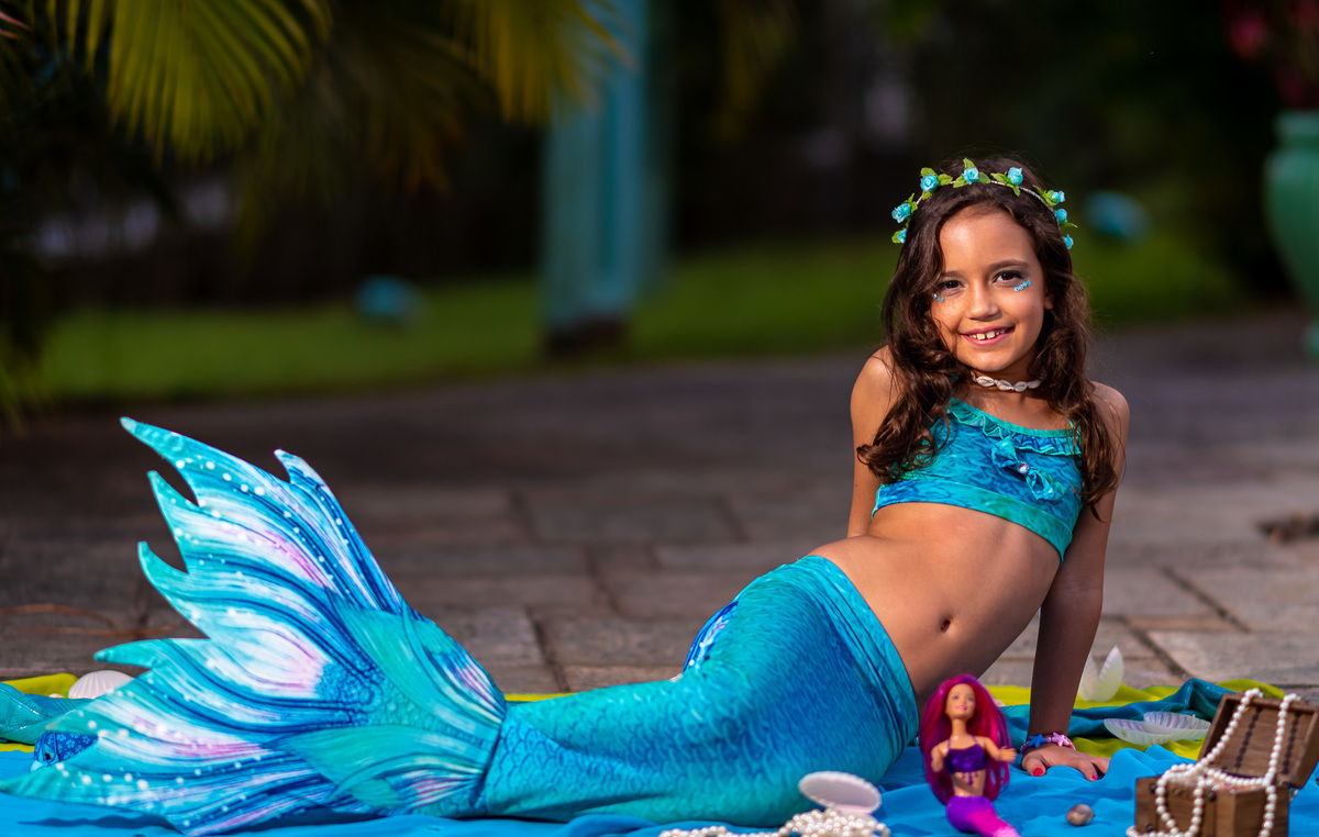 fotografia de ensaio infantil em alphaville sereia para o aniversário infantil