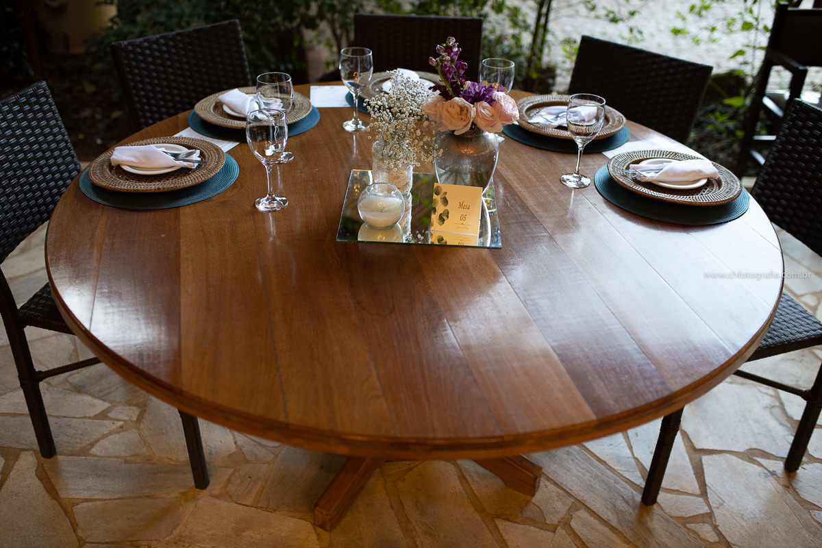 Decoração de mesa, Restaurante Vila Paraíso -  Joaquim Egídio 