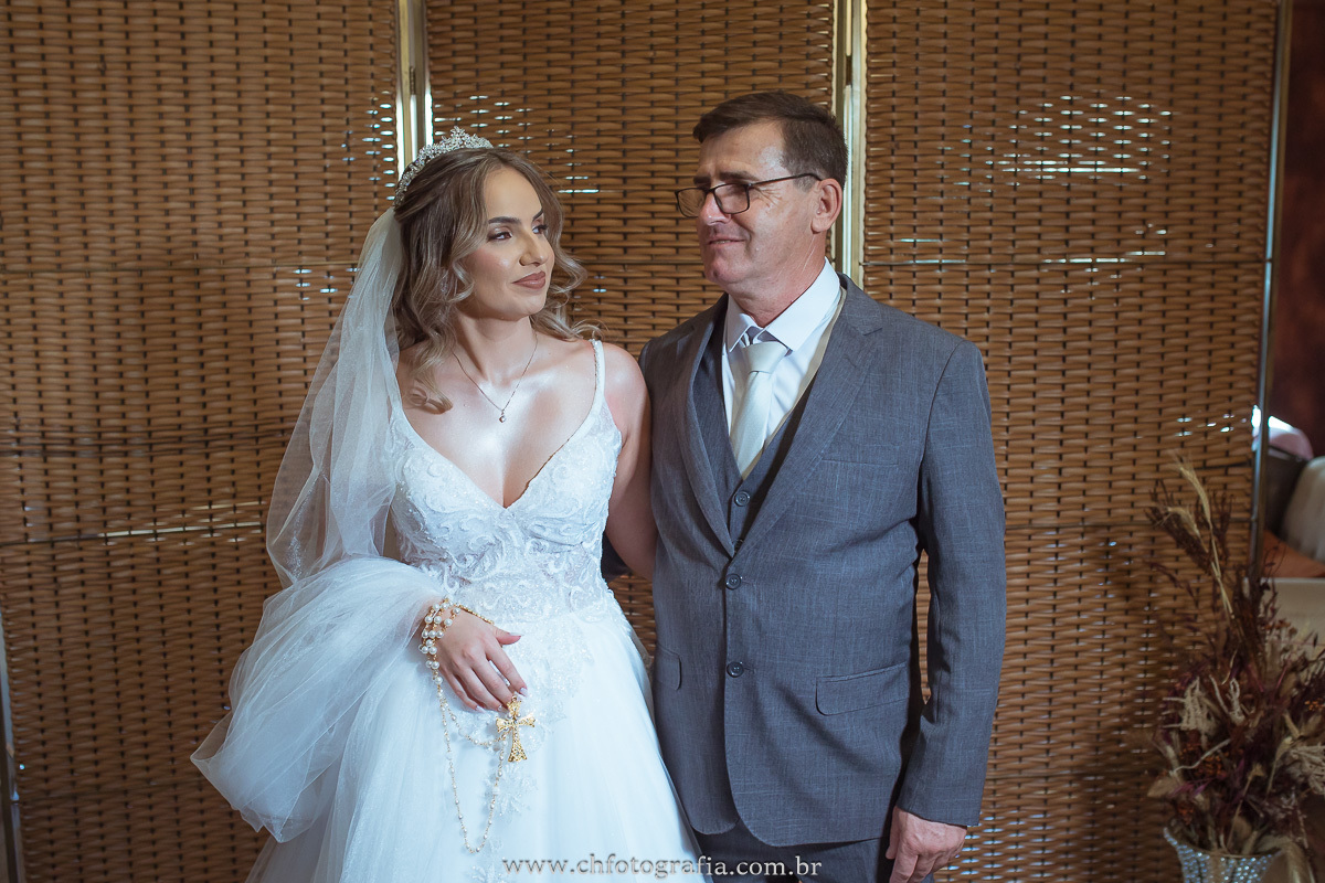 noiva com o pai no making off