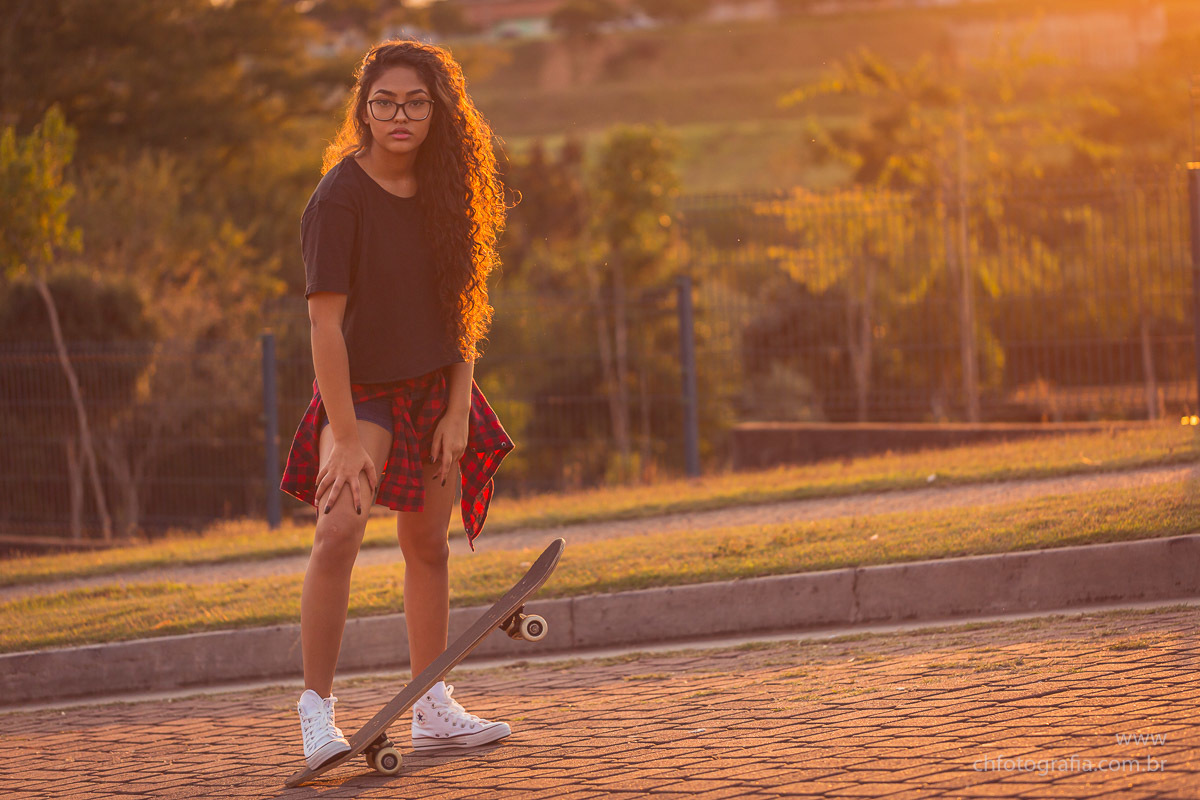 Fotos de ensaio de 15 anos com skate no Swiss parque- Campinas