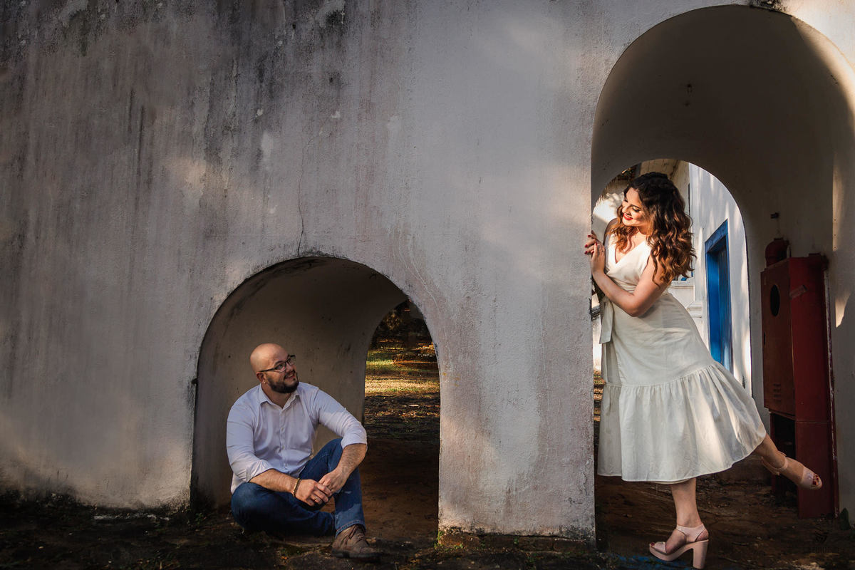 Foto de casal no casarão do  parque ecologico em Campinas