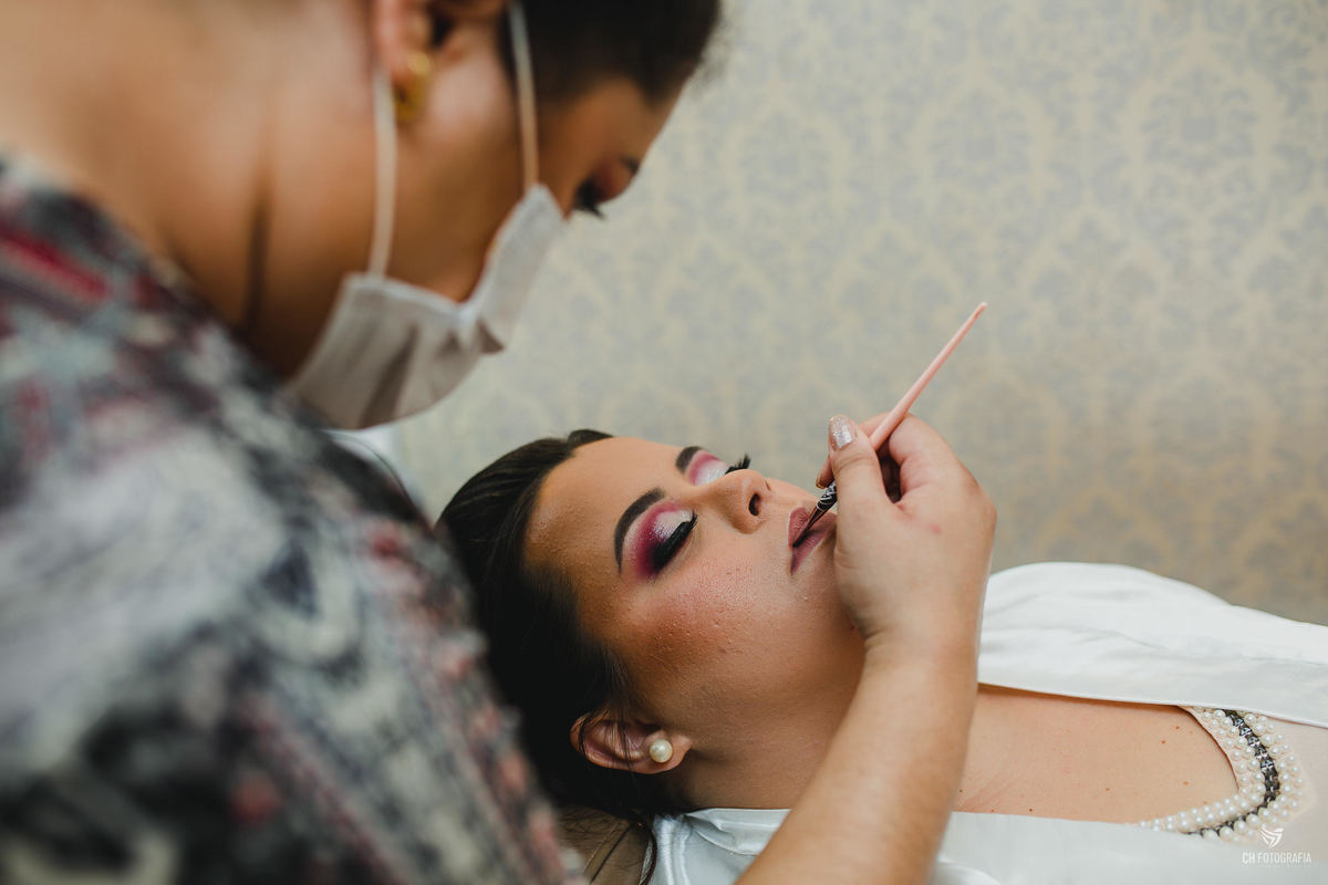 Foto do Making off da noiva no Visual Cabelos maquiagem da noiva 