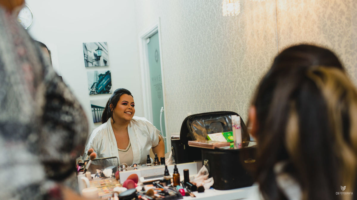 Foto do Making off da noiva no Visual Cabelos maquiagem da noiva 