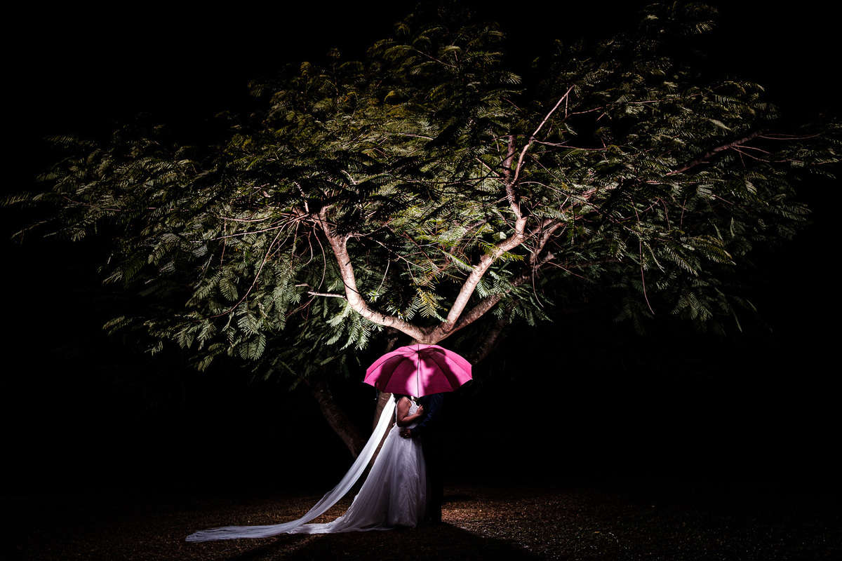 foto com contra luz na árvore da vida com um guarda chuva com referência na série how i meet your mother festa na fazenda cachoeira três coracoes