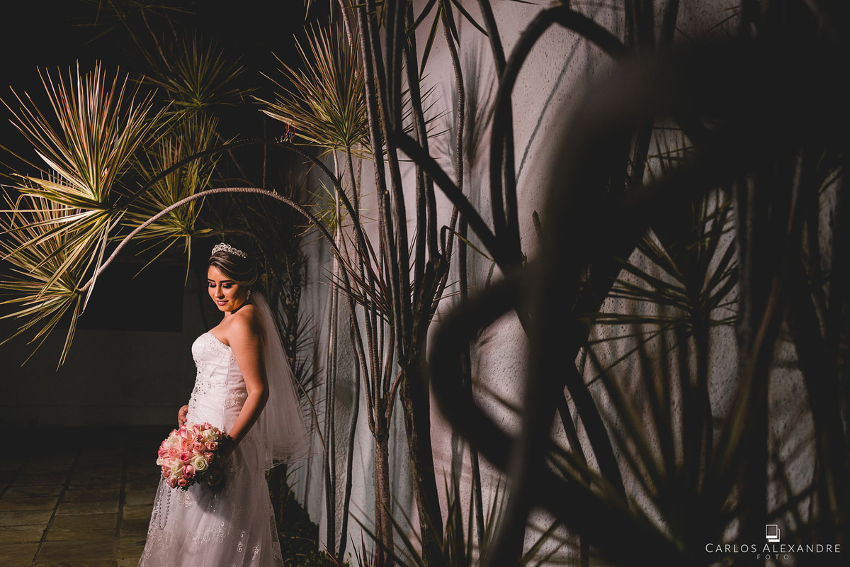 magnífico retrato de noiva antes de seu casamento com folhas e galhos emoldurando sua beleza , fotógrafo de casamentos Carlos Alexandre Fotografia Três Corações MG