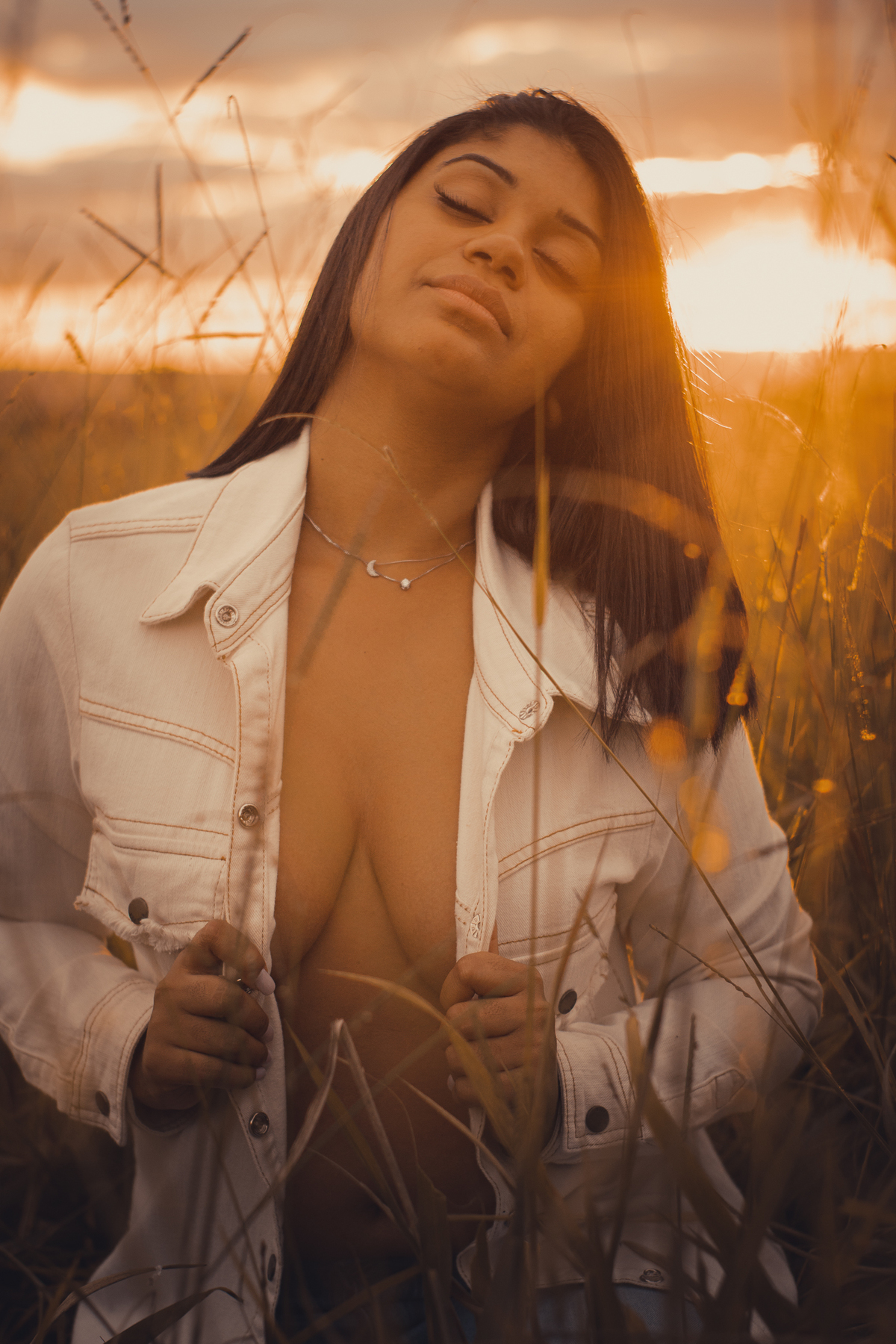 Campo, por do sol, boudoir, sensual, fim de tarde