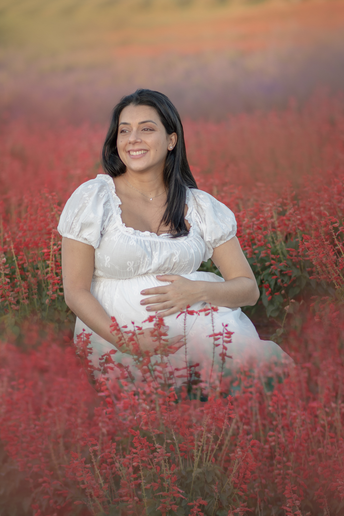 Ensaio fotográfico gestante, fotografia artística, ensaio gestante externo em Holambra. Maternidade, ensaio bucólico.