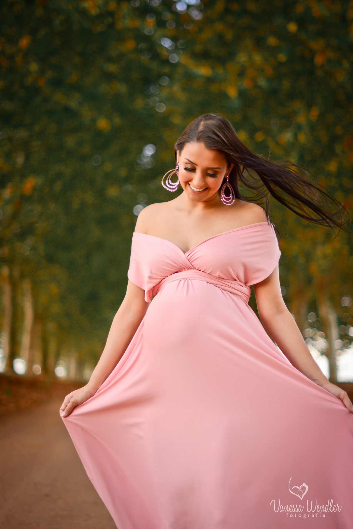 mãe de menina, vestido rosa, vestido de grávida