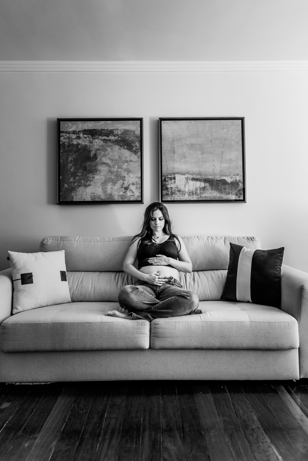 foto de gestante em casa