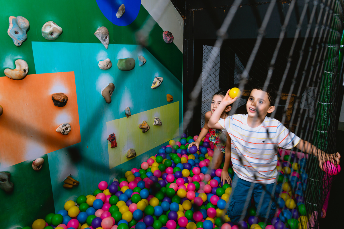 fotos festa menino brincando na piscina de bolinas 