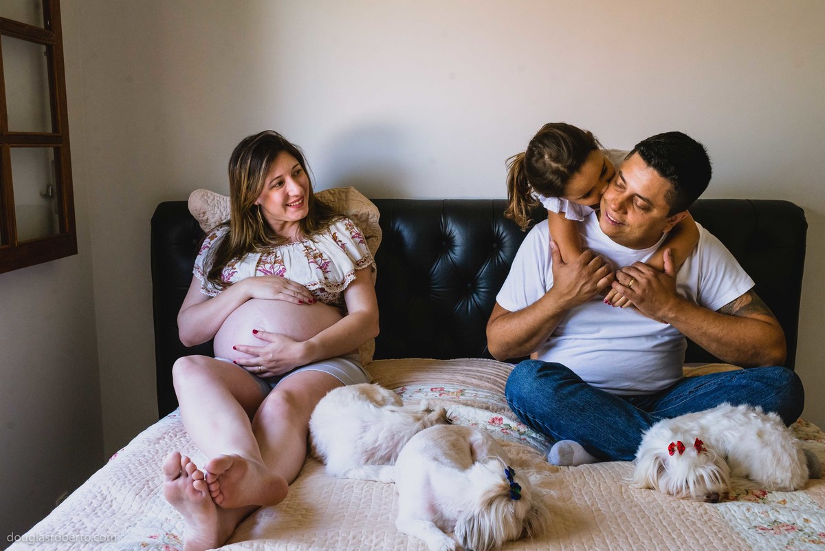 ensaio gestante com cachorros