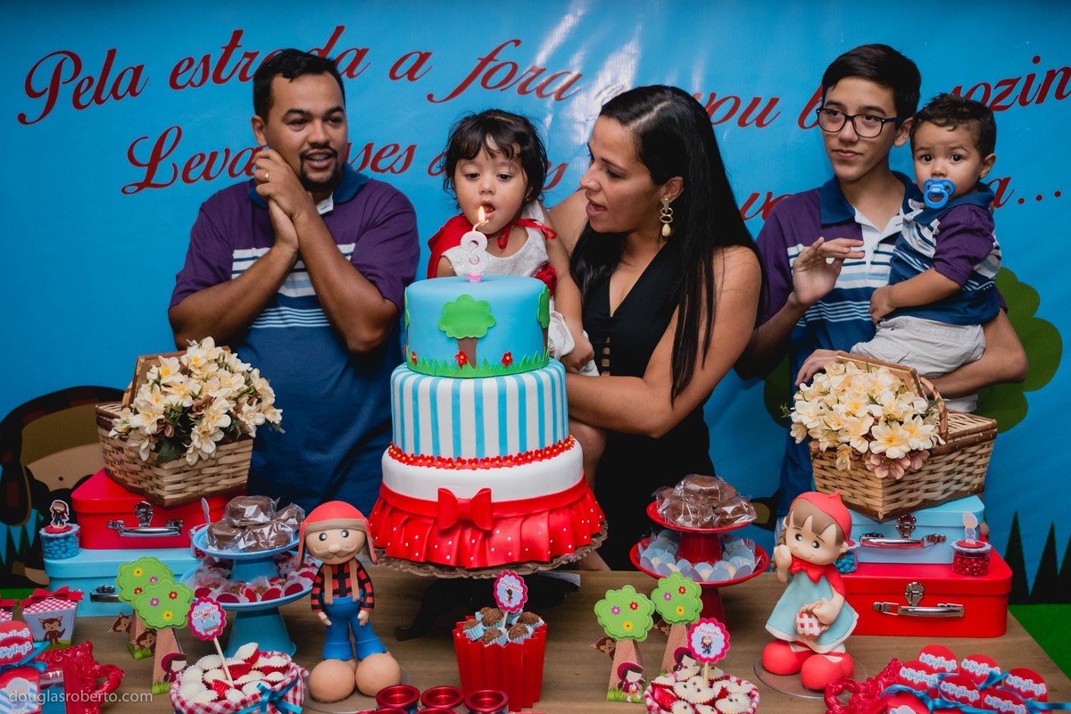 Festa Infantil Giovanna Aniversário de 3 anos, realizado em Santa Maria-DF. Chapeuzinho Vermelho.