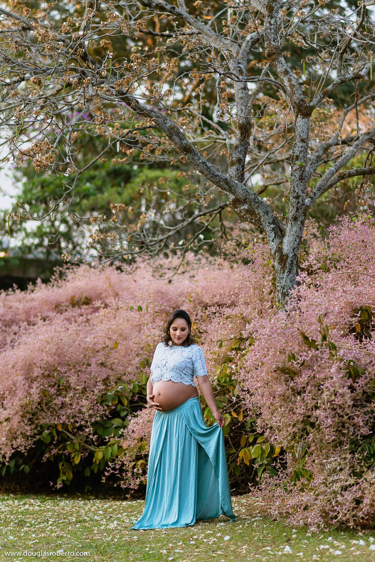 ensaio gestante com flores